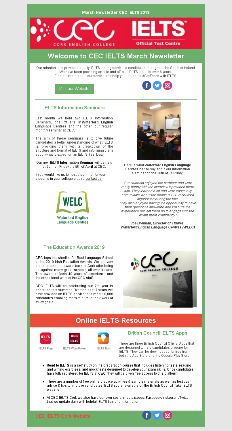 IELTS  Newsletter - March
